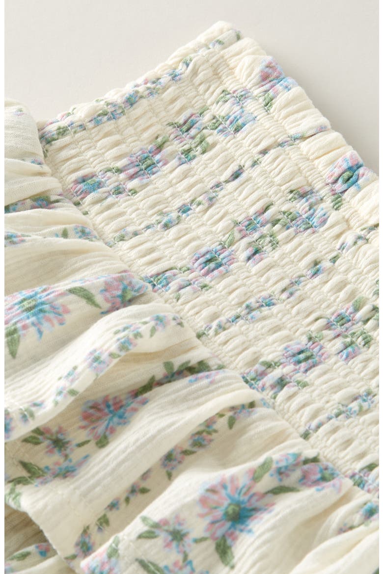 Kids' Smocked Tiered Skirt, Alternate, color, IVORY EGRET KIMBERLY FLORAL