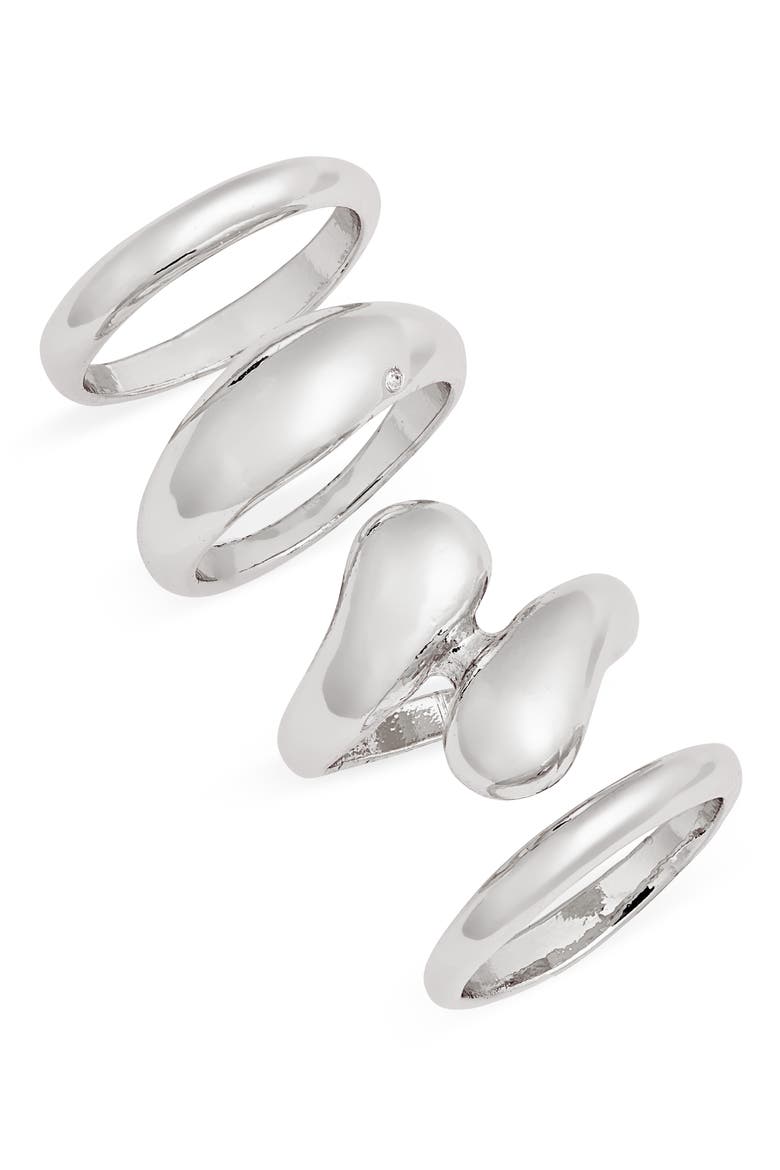 Set of 4 Mixed Rings, Main, color, RHODIUM