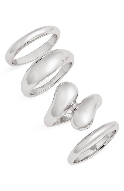 Open Edit Set Of 4 Mixed Rings In Rhodium