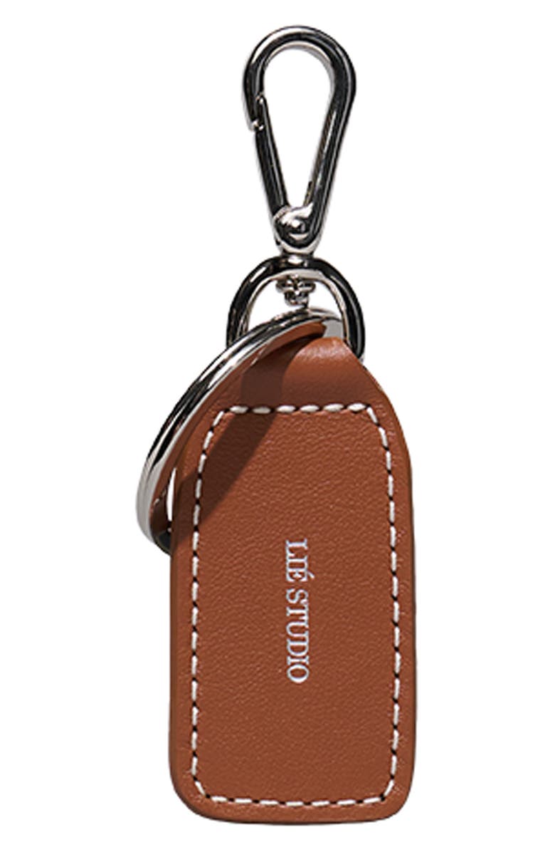 Lié Studio The Gaby Leather Tag Key Ring, Main, color, Toffee Brown