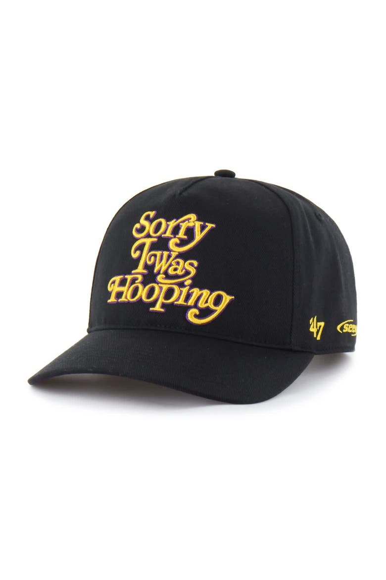 Men's Brand Seen by '47 Black Los Angeles Lakers Sorry I Was Hooping Hitch Adjustable Hat, Alternate, color, Black