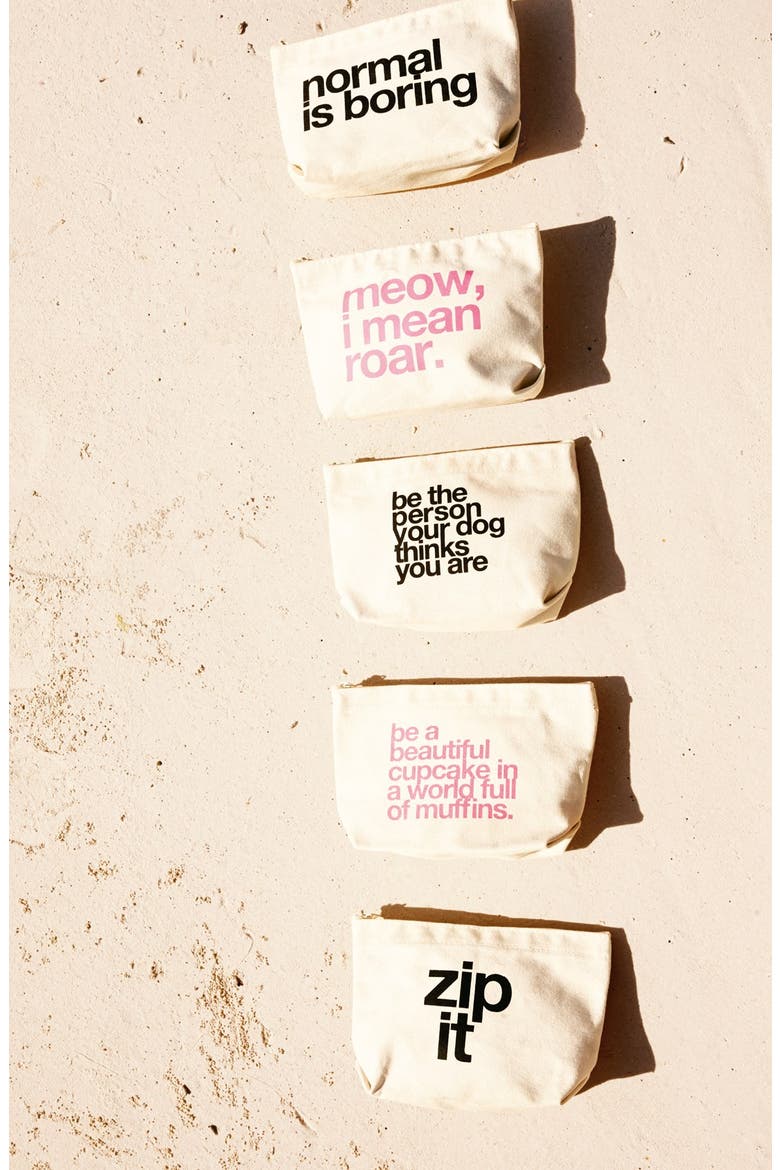 'The Lil' Zip' Print Pouch, Alternate, color, BLACK- BE THE PERSON