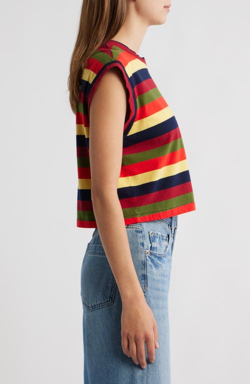 The Great . The Square Stripe Crop Top In Red