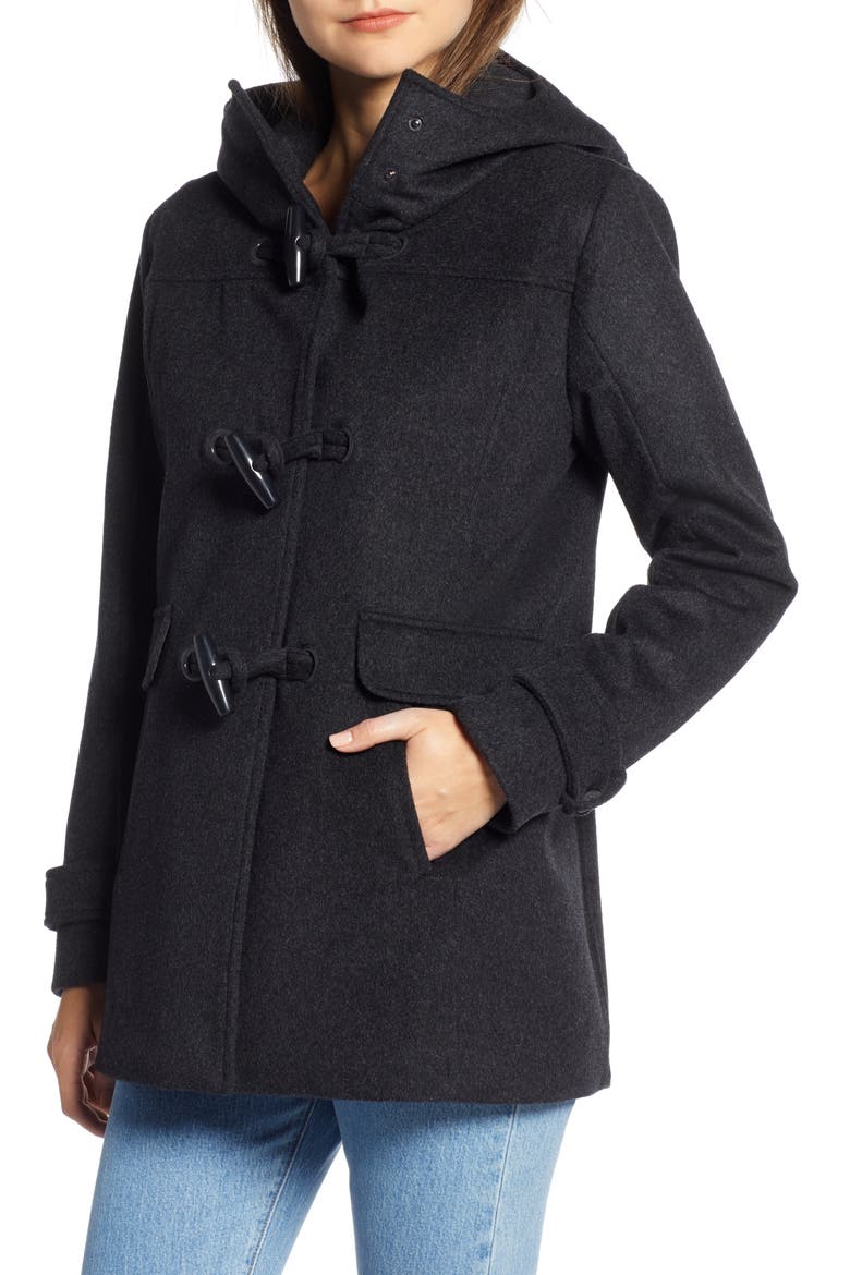 Roslyn Waterproof Lambswool Blend Hooded Coat, Alternate, color, CHARCOAL