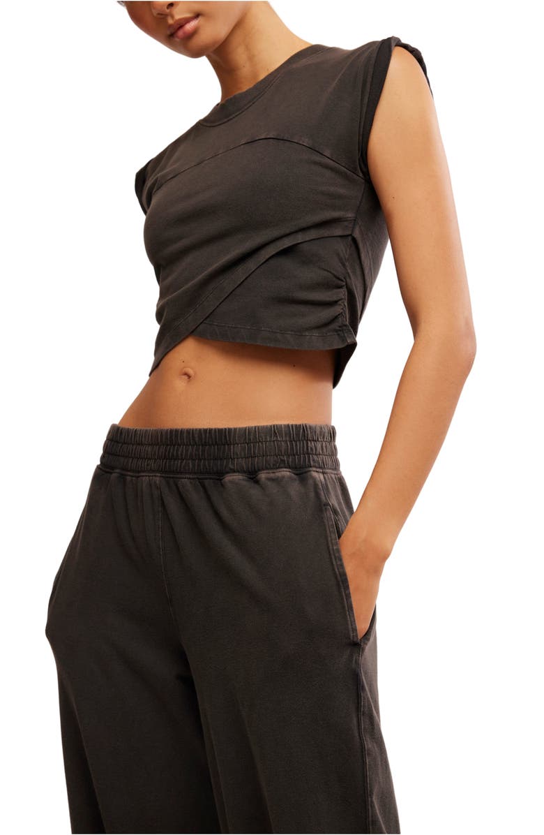 Free People FP Movement Golden Hour Crop T-Shirt & Joggers Set, Alternate, color, Black