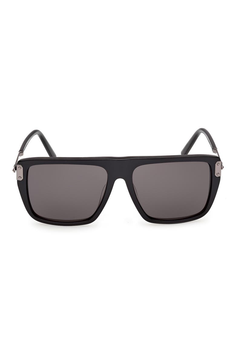 56mm Square Sunglasses, Main, color, BLACK / COGNAC MCM / SMOKE