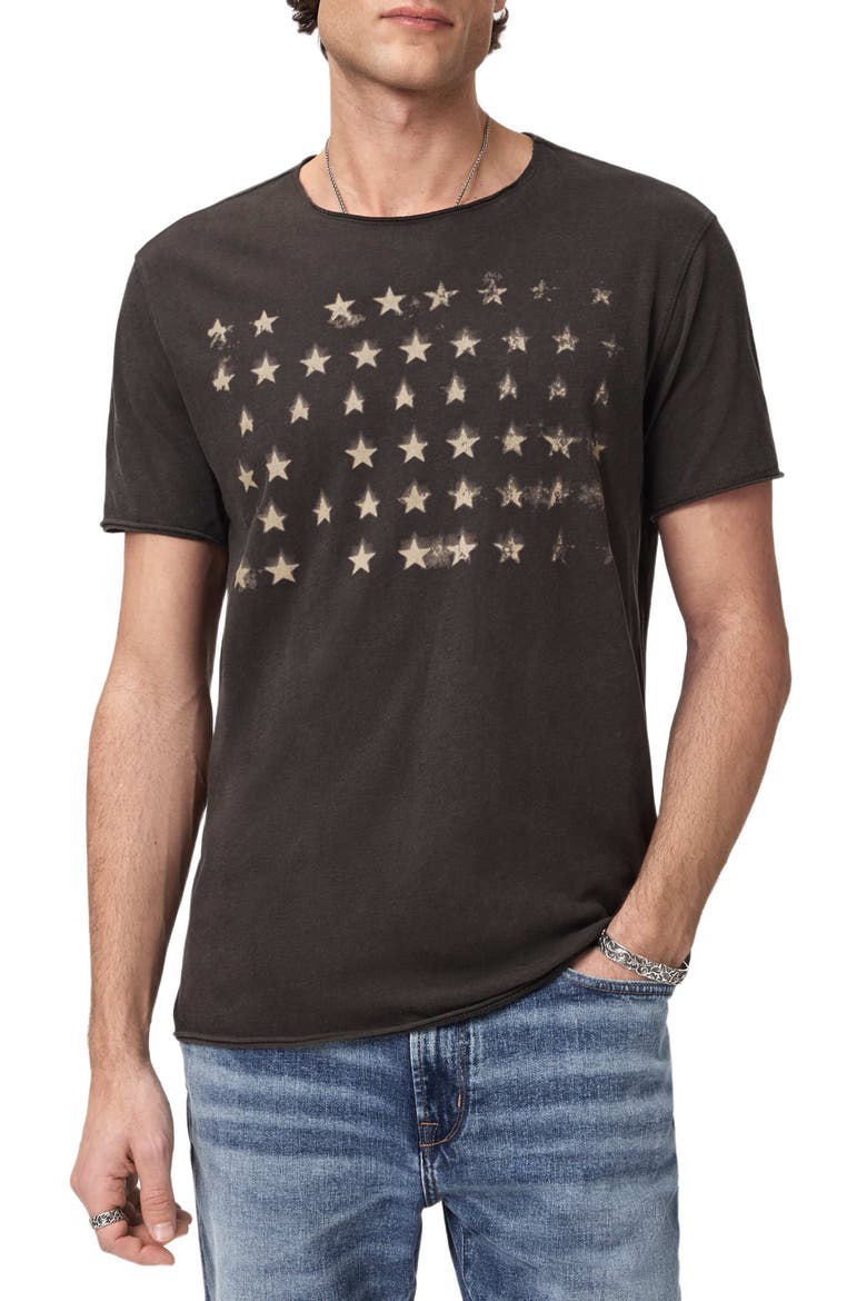 Stars Raw Edge Graphic T-Shirt, Main, color, CHARCOAL