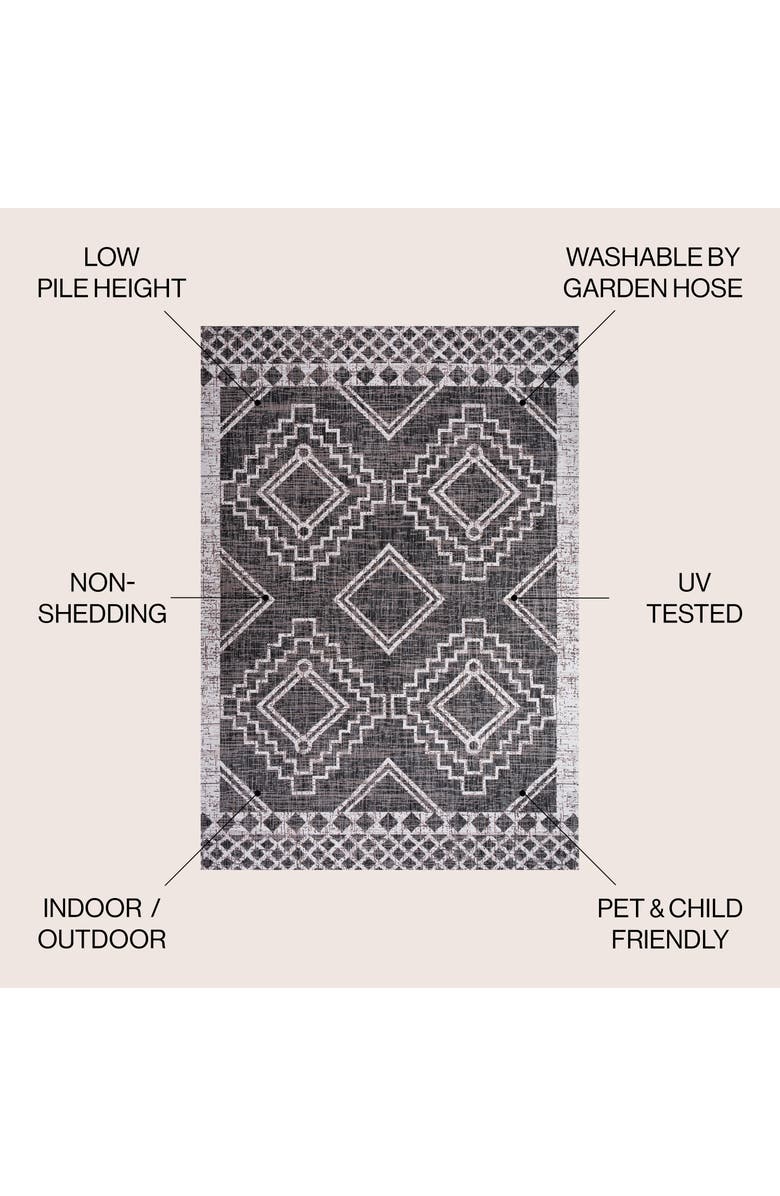 JONATHAN Y Marokko Diamond Medallion Indoor/Outdoor Area Rug, Alternate, color, Black/Ivory