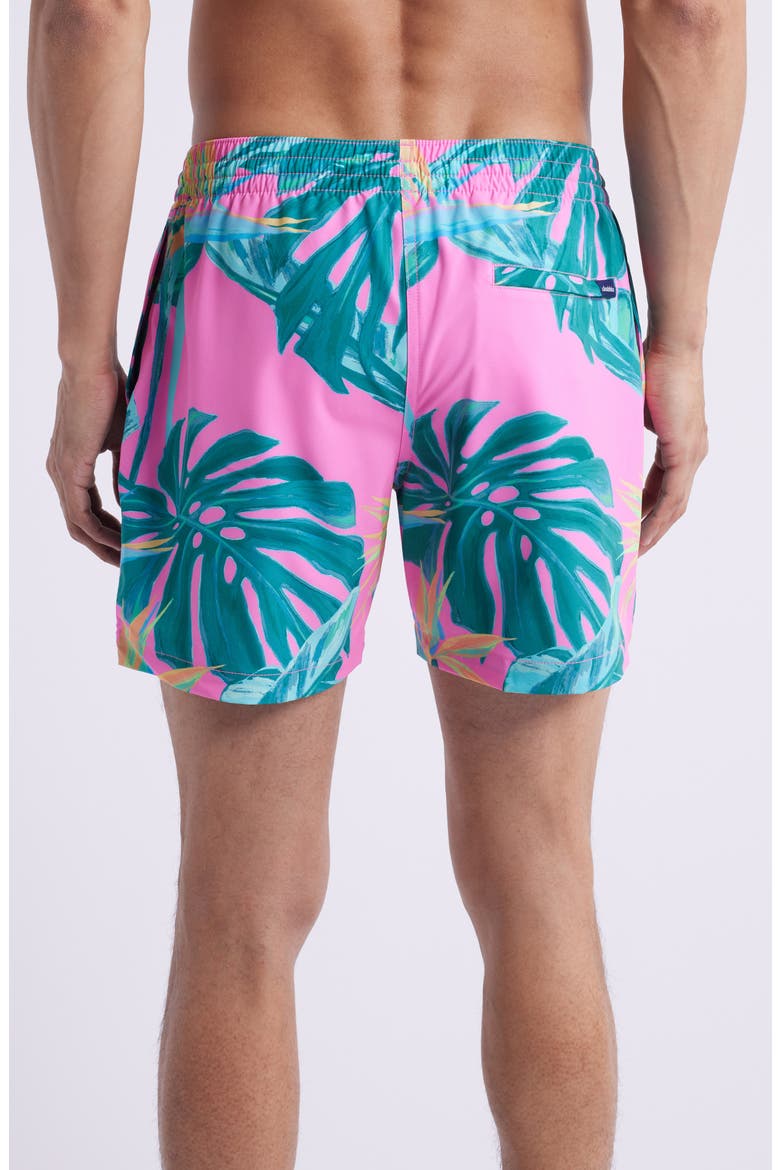 The Birds of Paradise Floral 5.5-Inch Swim Trunks, Alternate, color, BRIGHT PINK