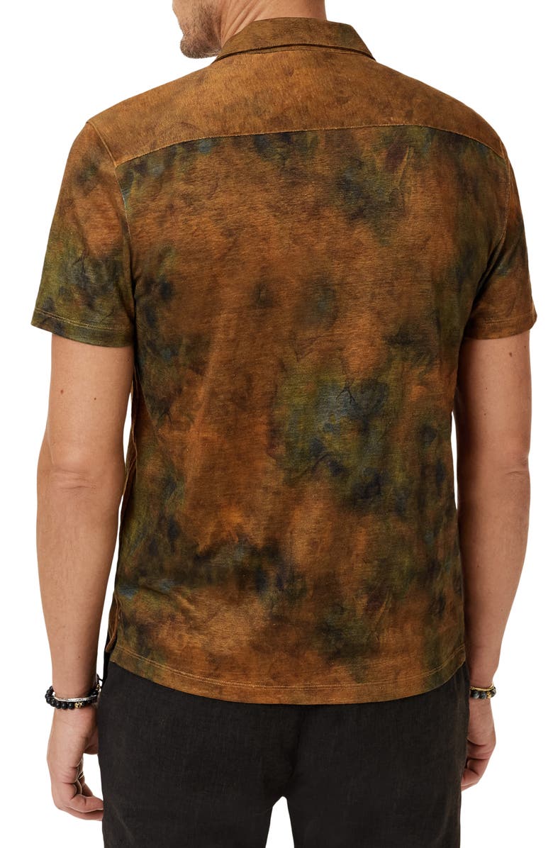 John Varvatos Agosta Burnout Effect Linen Camp Shirt, Alternate, color, Sandstone Ht