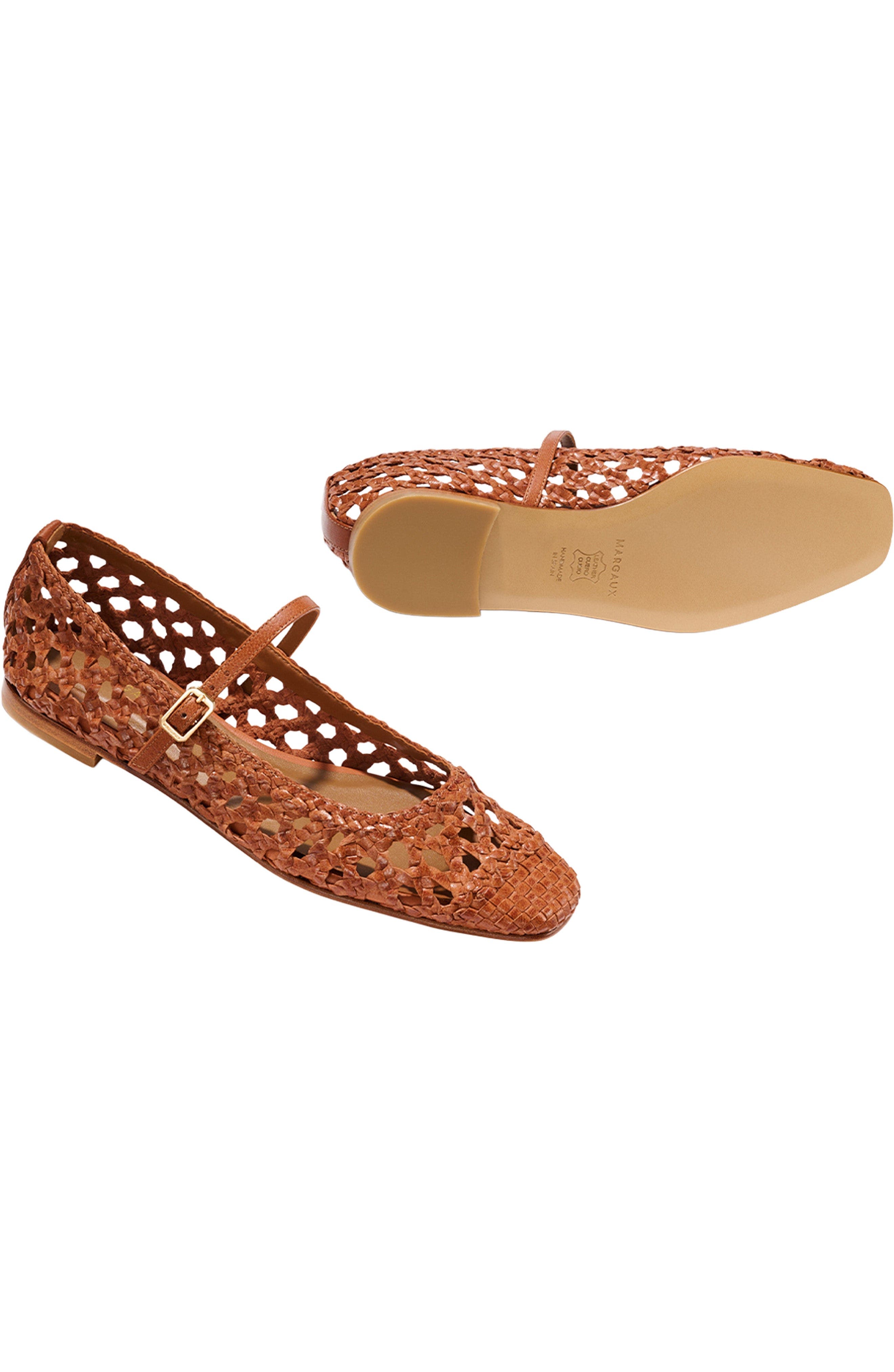 MARGAUX The Woven Fonteyn Jane Flats, Alternate, color, Saddle Leather