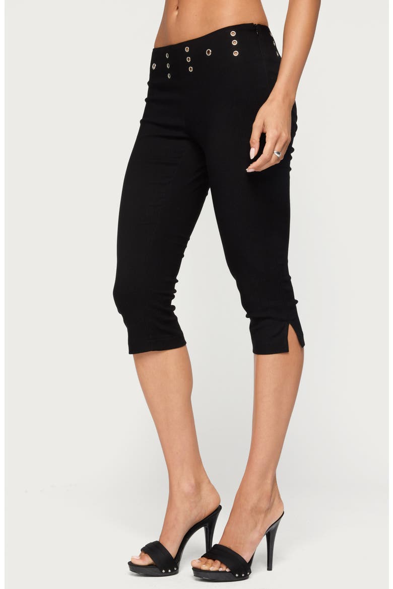 Meeva Grommet Capri Pants, Alternate, color, BLACK