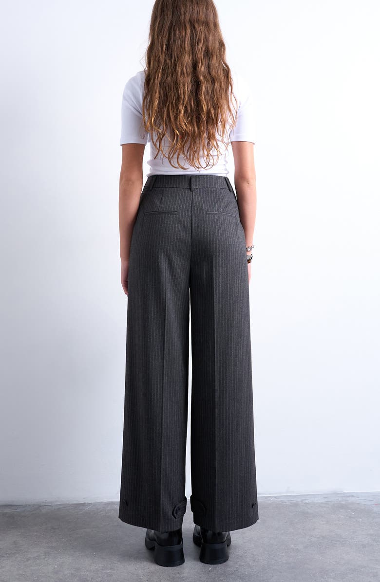 Topshop Pinstripe Tailored Pants, Alternate, color, Charcoal