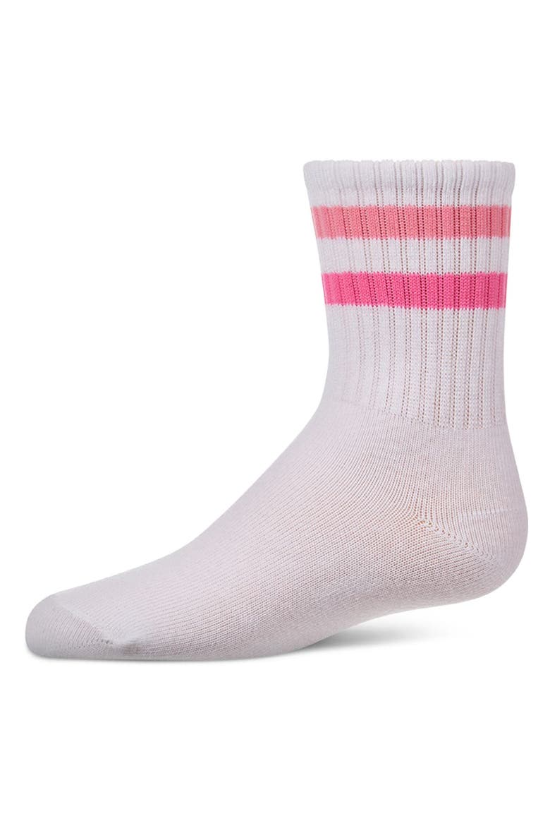 Kids Ribbed Double-Stripe Varsity Crew Socks, Main, color, Pink