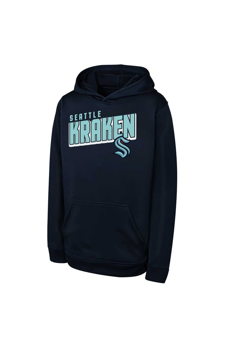 Outerstuff Youth Deep Sea Blue Seattle Kraken Cyber Punk Performance Hoodie, Alternate, color, Navy