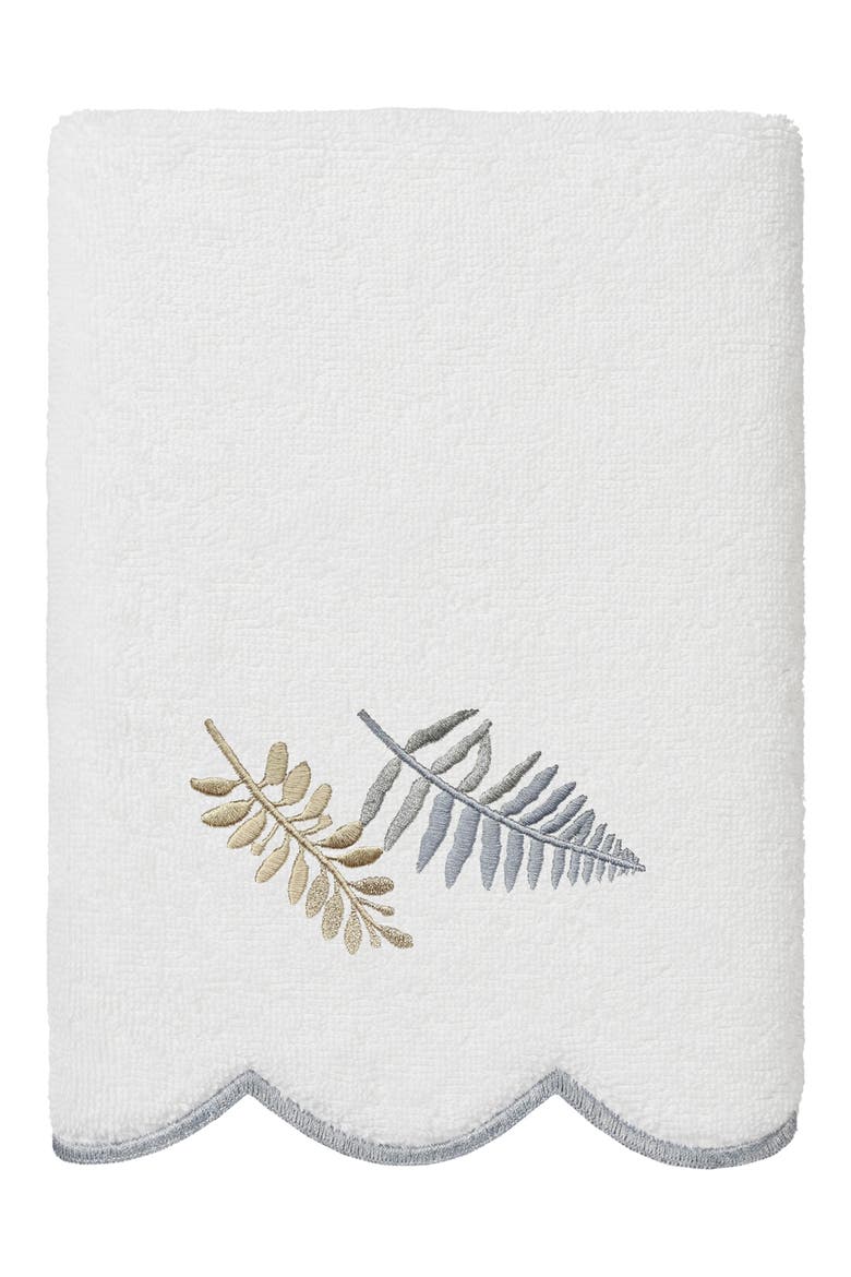 3-Piece Fern Toss Embroidered Turkish Cotton Towel Set, Alternate, color, WHITE/ GRAY