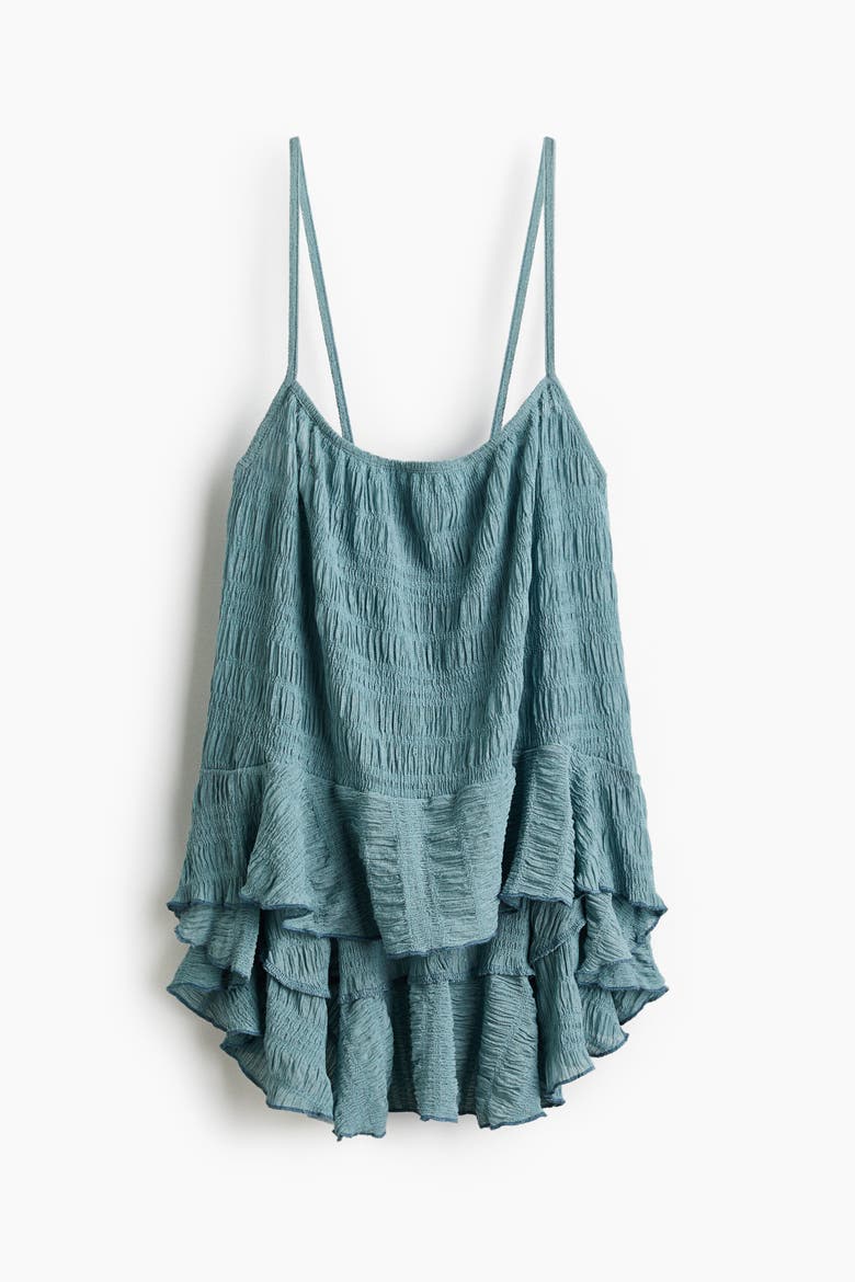 Flounced Smocked Top, Alternate, color, Dusty turquoise