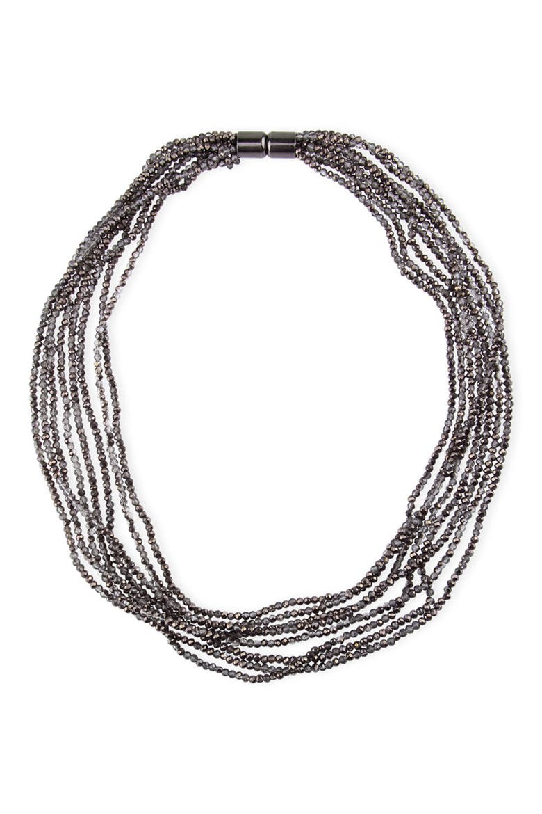 Multi Strand Short Crystal Necklace, Alternate, color, GUNMETAL