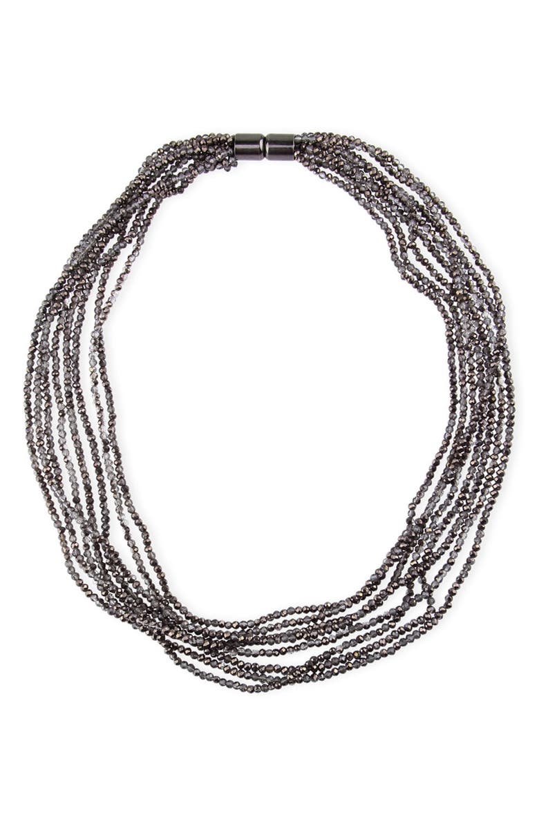 SAACHI Multi Strand Short Crystal Necklace, Alternate, color, Gunmetal