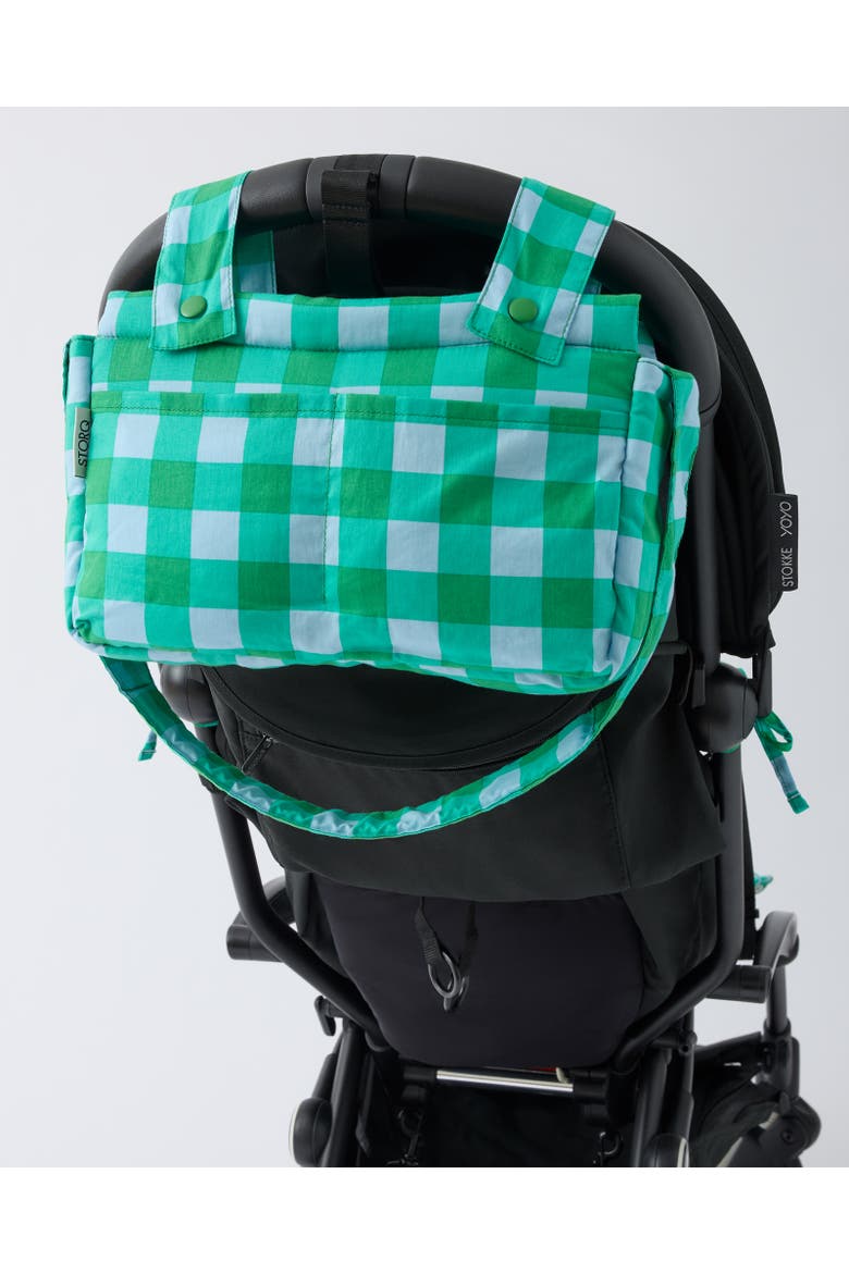 Stroller Party Caddy Bag, Main, color, Teal Gingham
