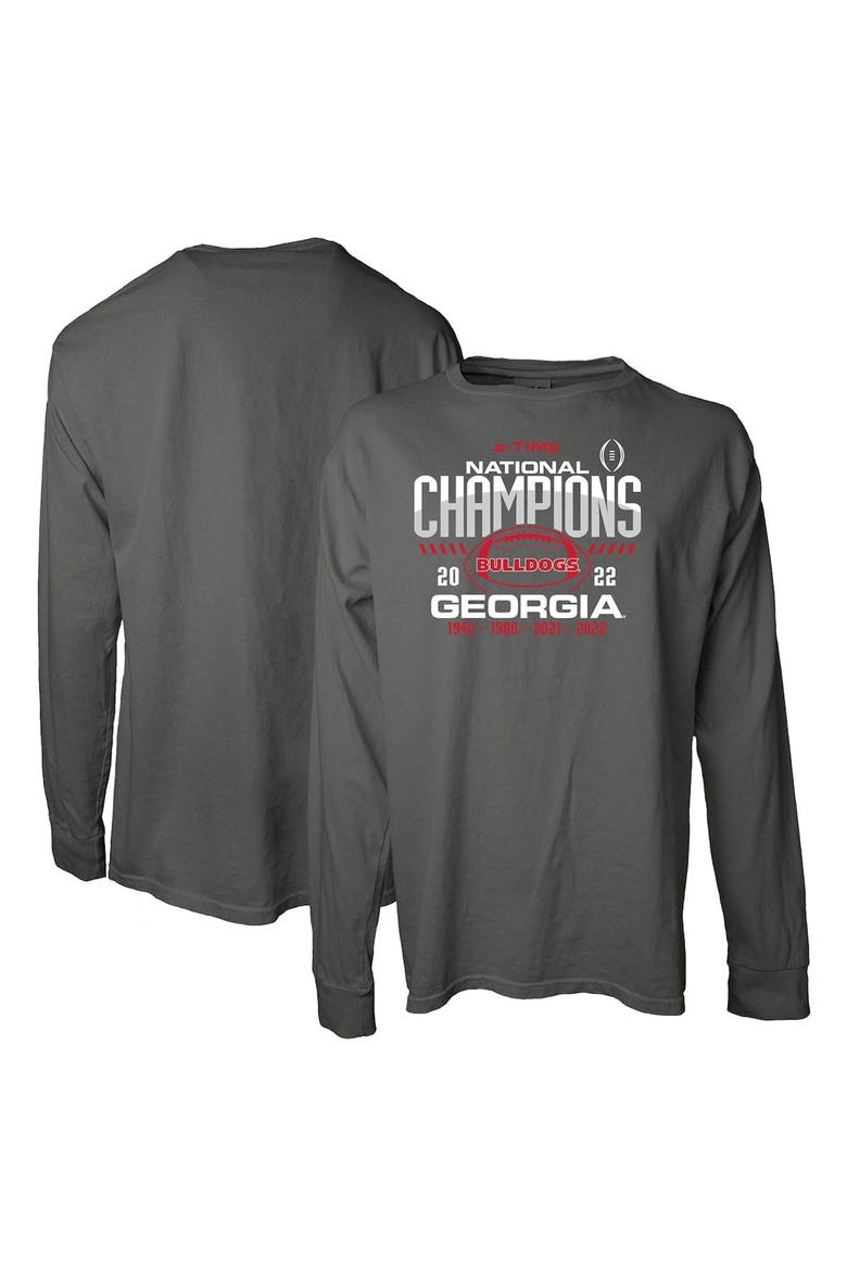 Women's Blue 84 Gray Georgia Bulldogs Four-Time College Football National Champions Overdye Long Sleeve T-Shirt, Main, color, Charcoal