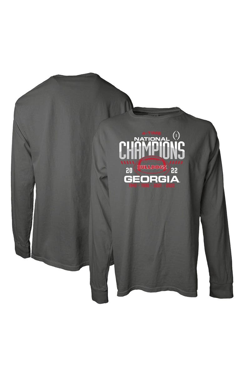 BLUE 84 Women's Blue 84 Gray Georgia Bulldogs Four-Time College Football National Champions Overdye Long Sleeve T-Shirt, Main, color, 