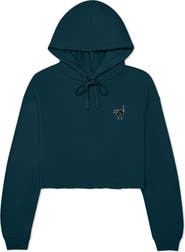 Dalix Black Cat Cropped Fleece Hoodie