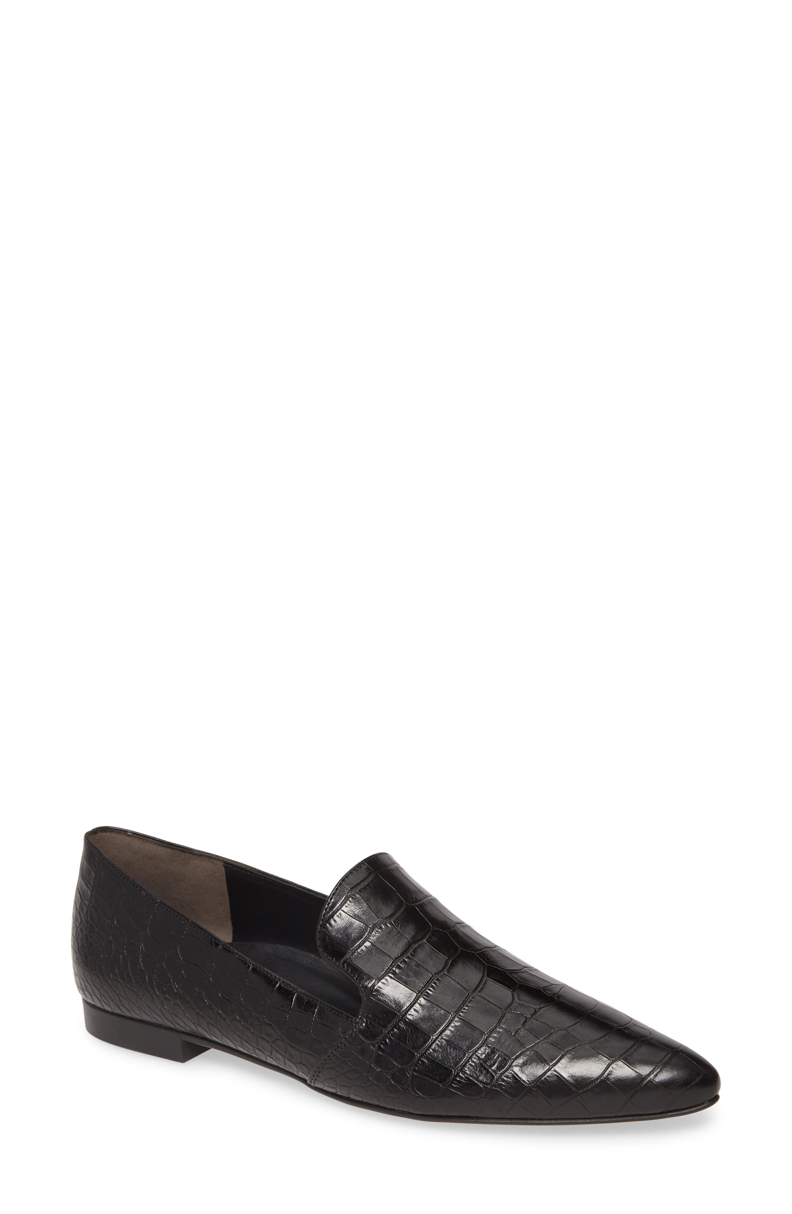 Belinda Pointed Toe Loafer, Main, color, BLACK CROCO