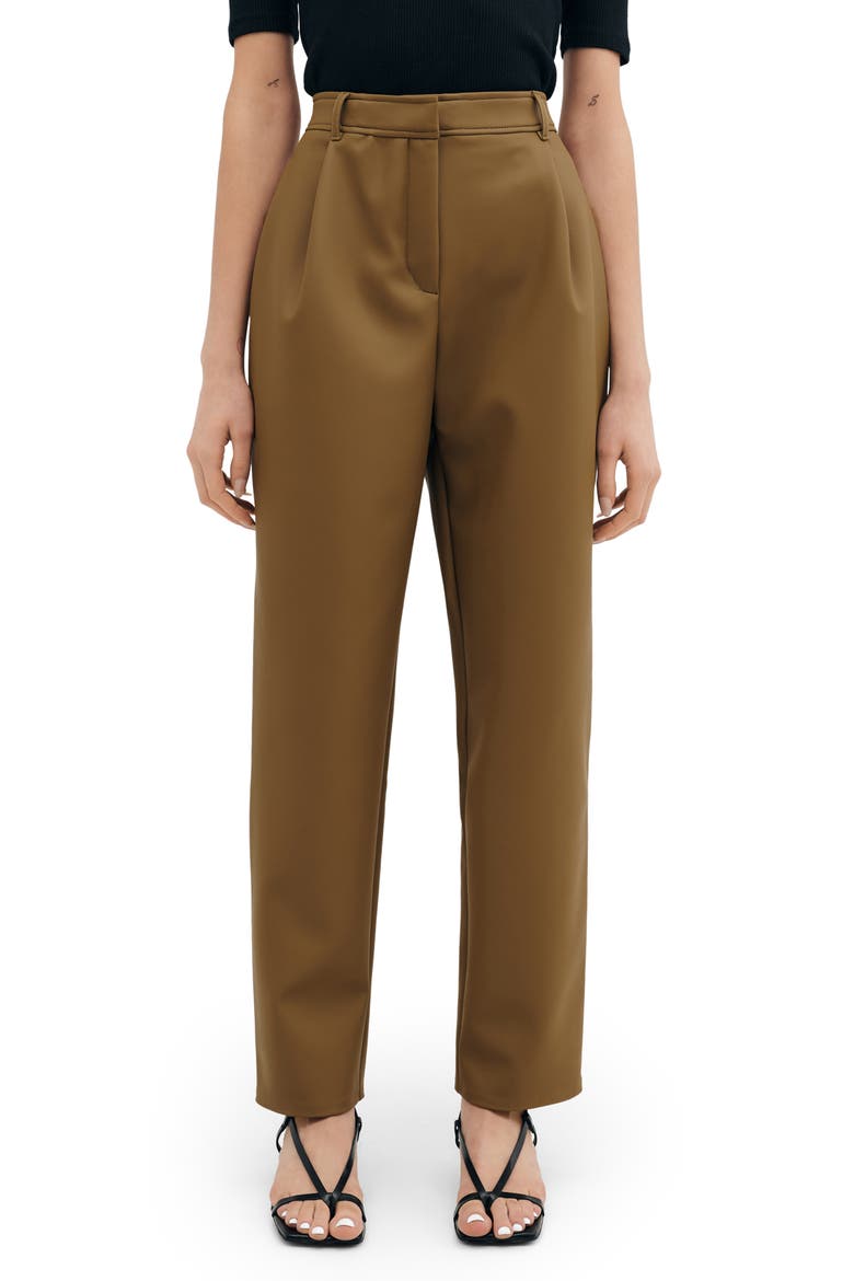 Lyon High Waist Faux Leather Straight Leg Pants, Main, color, TAUPE