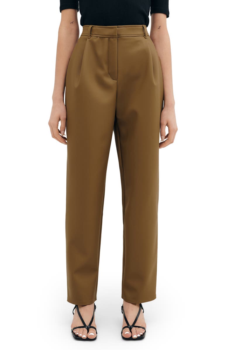 Two Lines by Marcella Lyon High Waist Faux Leather Straight Leg Pants, Main, color, Taupe