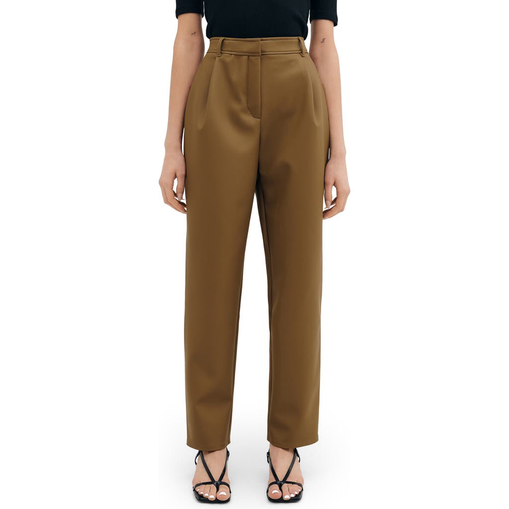 Two Lines By Marcella Lyon High Waist Faux Leather Straight Leg Pants In Taupe