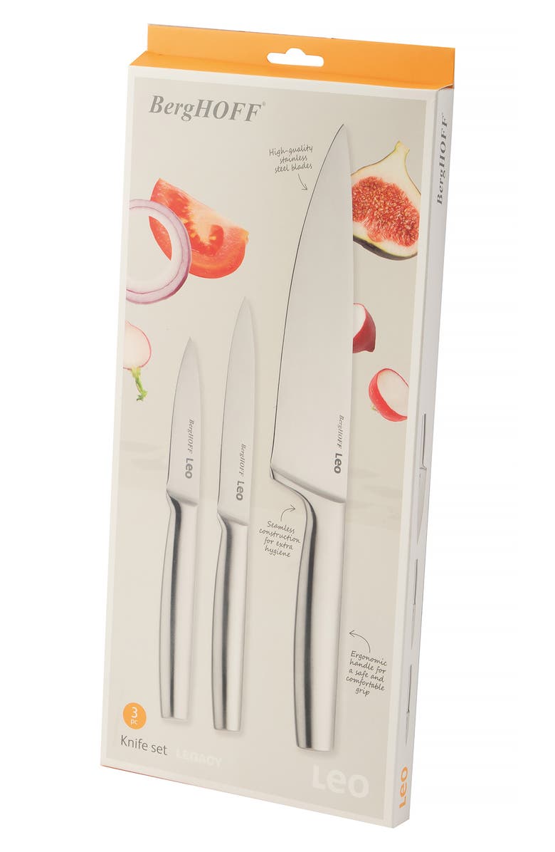 BergHOFF 3-Piece Leo Legacy Stainless Steel Knife Set, Alternate, color, Silver