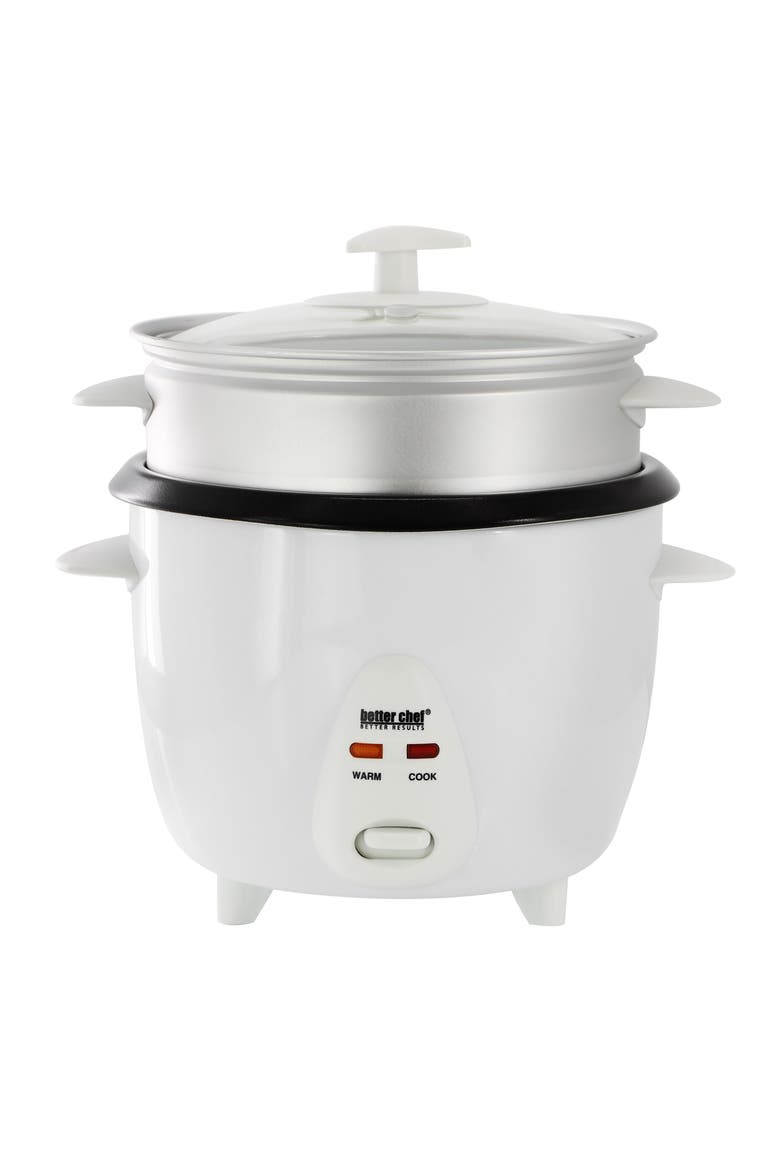 5 Cup Ceramic Bowl Rice Cooker with Steamer Attachment, Main, color, White