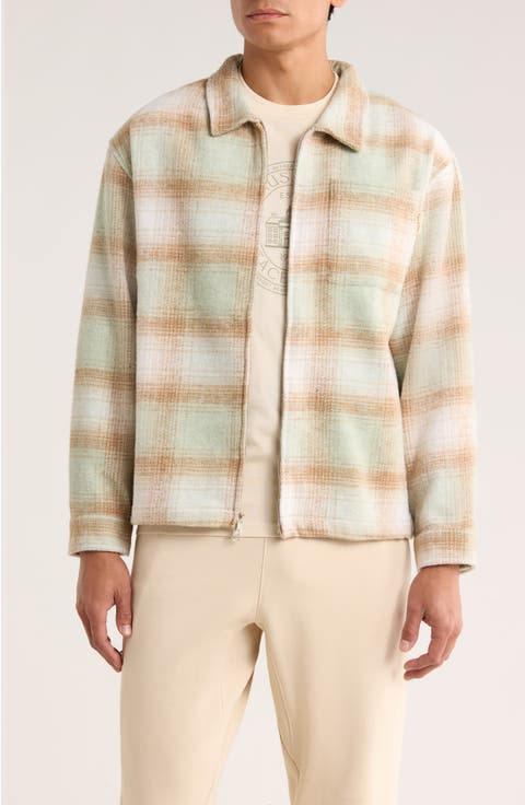 Wordmark Plaid Zip Shirt Jacket