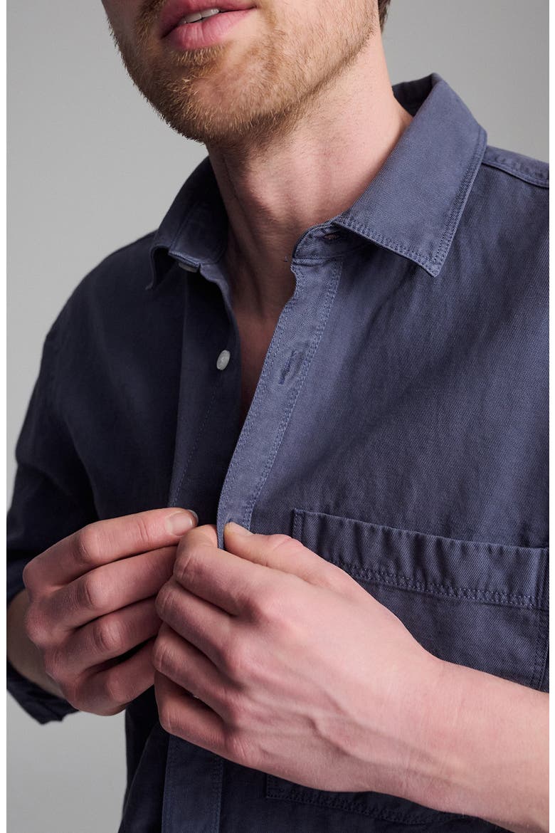 Cotton Blend Button-Up Shirt, Alternate, color, OUTER SPACE