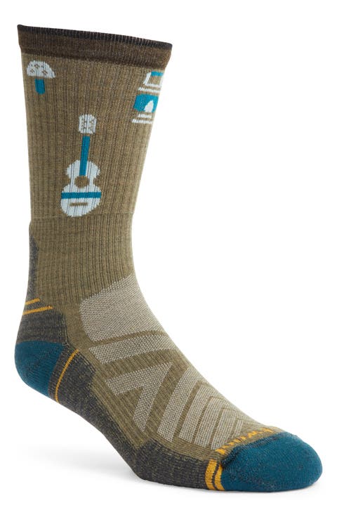 Hike Light Cushioning Camp Gear Merino Wool Blend Crew Socks