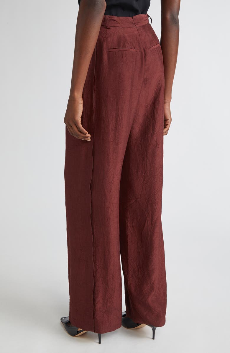 Jason Wu Collection Crinkled Satin Straight Leg Trousers, Alternate, color, Medjool