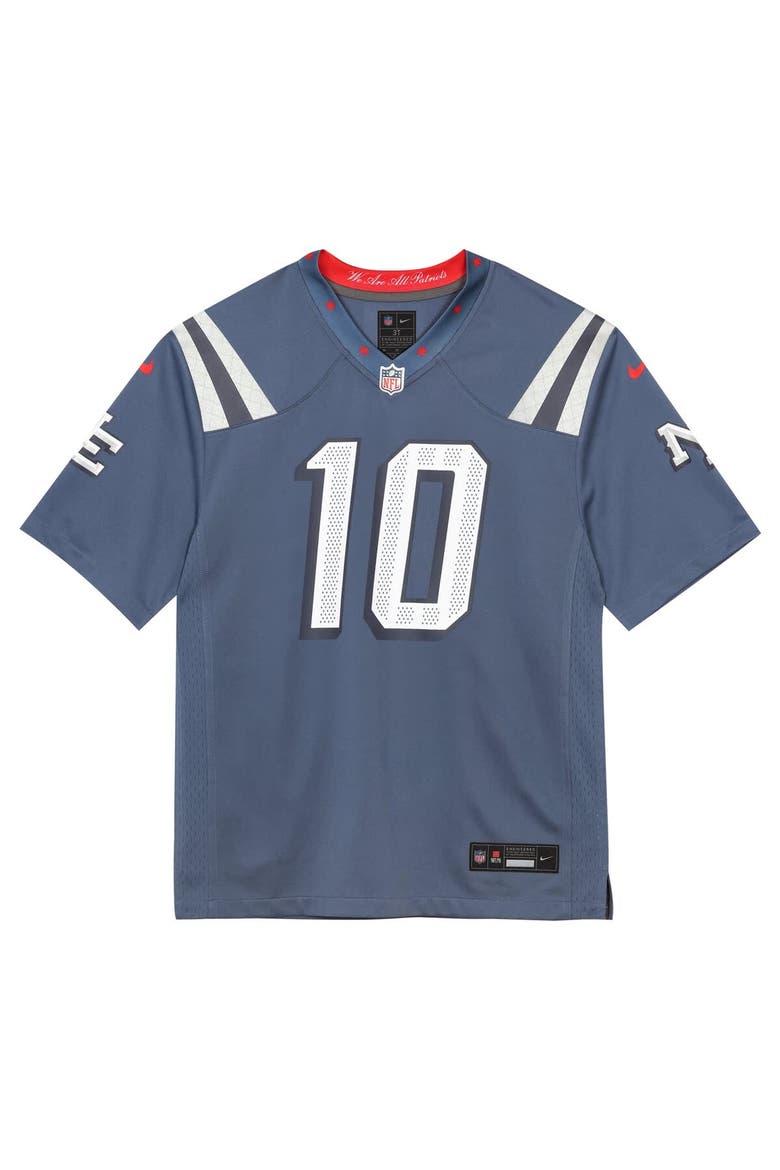 Preschool Nike Drake Maye Storm Blue New England Patriots 2025 Rivalries Collection Game Jersey, Alternate, color, Blue