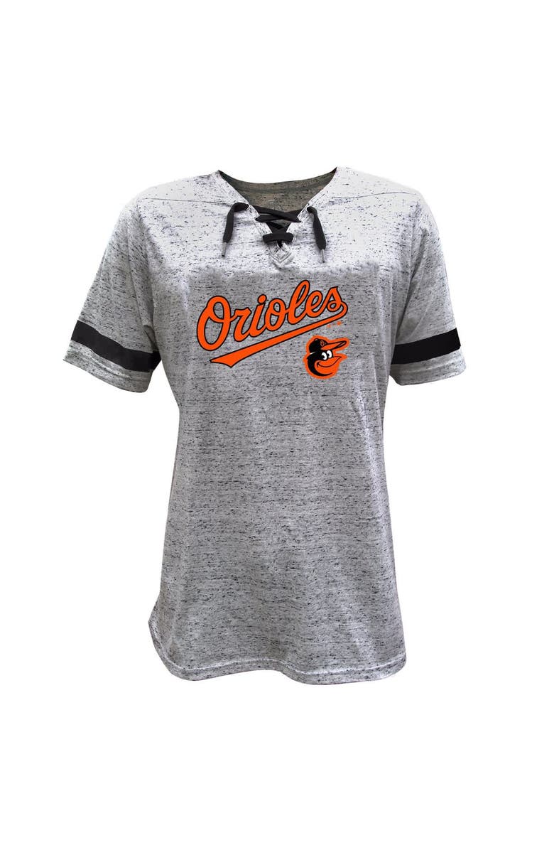 PROFILE Women's Profile Heather Gray Baltimore Orioles Lace-Up Fleck T-Shirt, Alternate, color, 