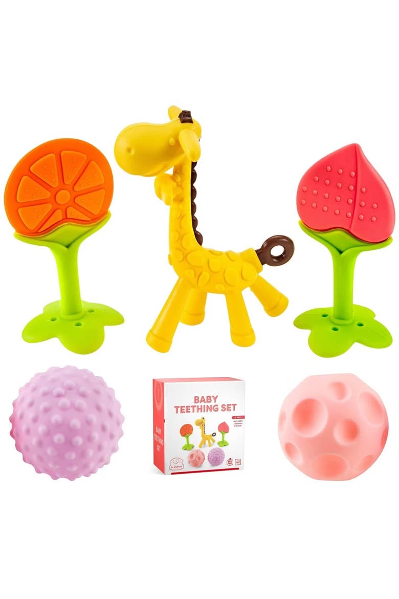 Silicone Sensory Baby Teether Toy Set, Main, color, Multicolor