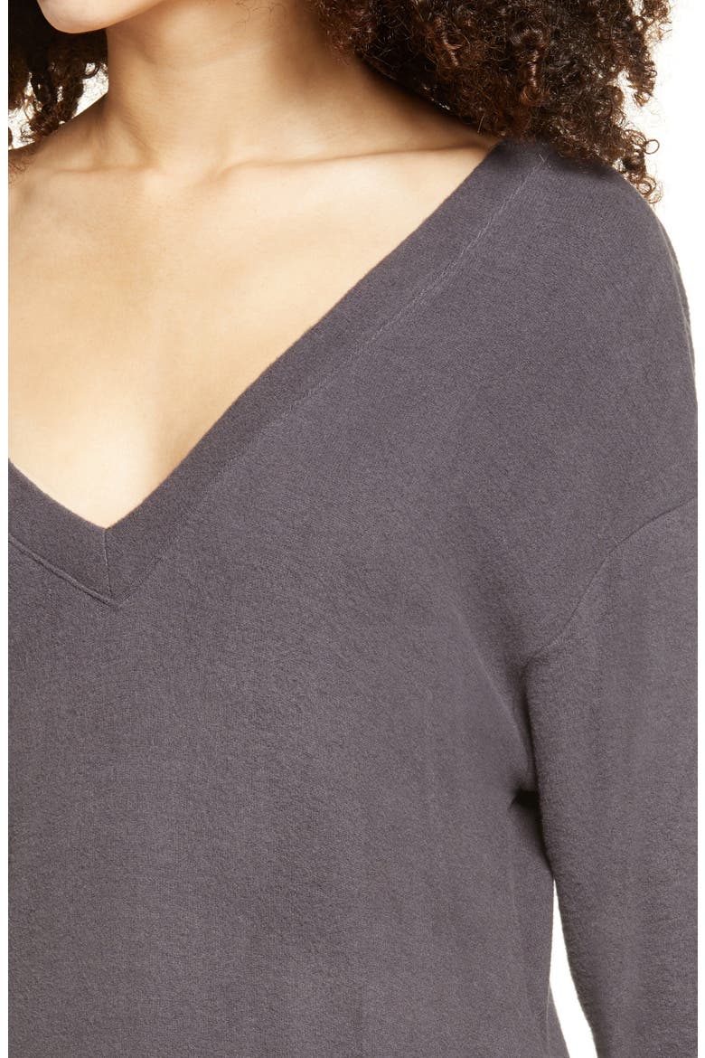 Double-V Long Sleeve Knit Dress, Alternate, color, DK CEMENT