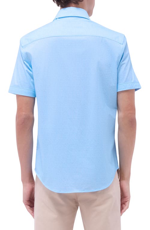 Bugatchi Miles Ooohcotton® Bowling Pin Print Short Sleeve Button-up Shirt In Ice