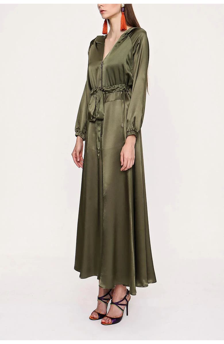 Le Fafo Half-Zip Hooded Maxi Dress, Alternate, color, Olive Green