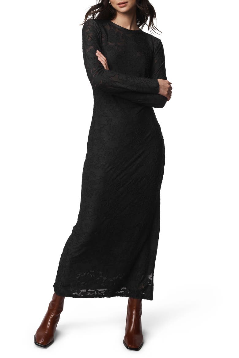 Cecelia Floral Long Sleeve Maxi Dress, Main, color, BLACK