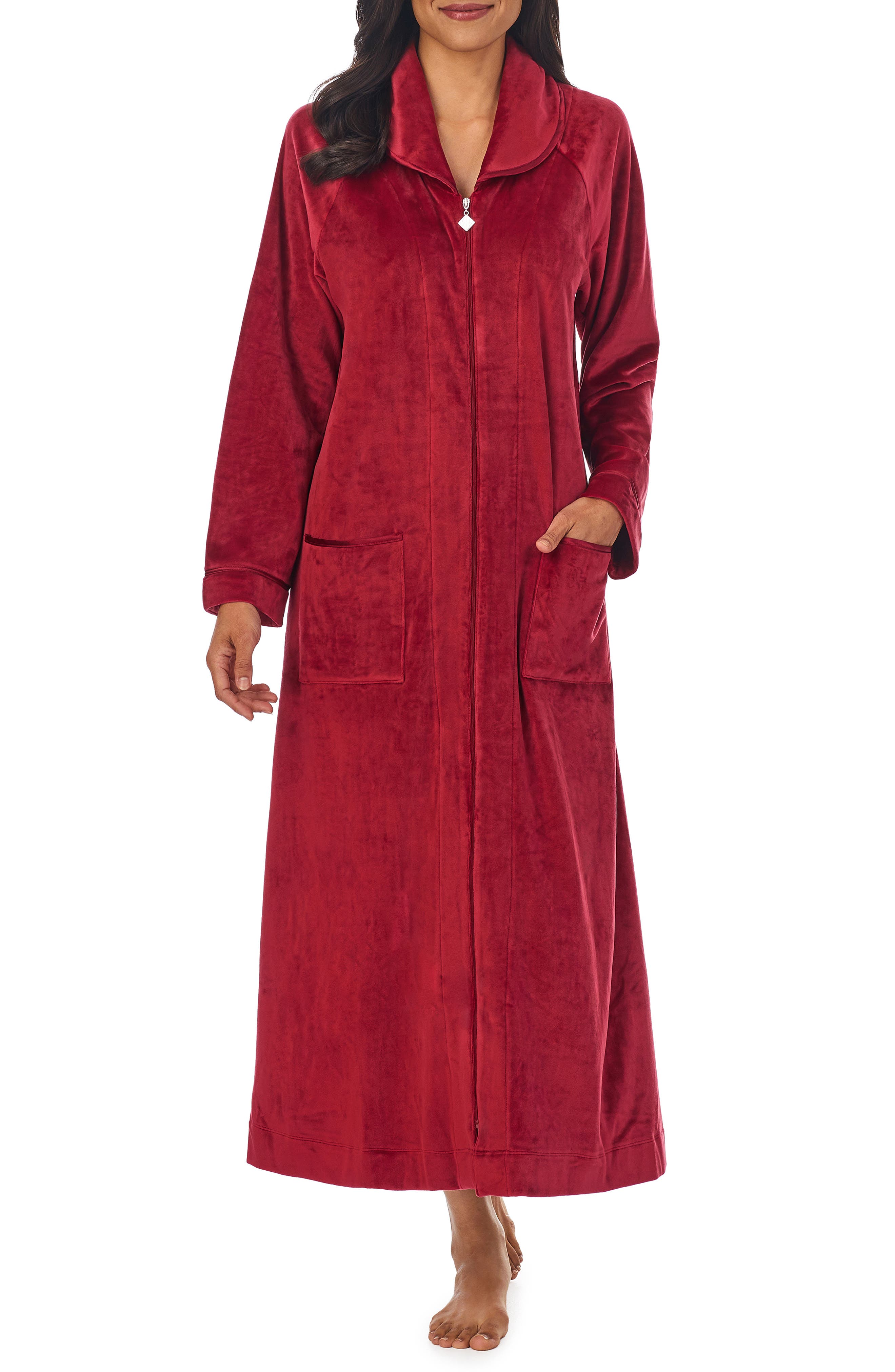 Eileen West Zip-Up Longline Robe in Wine 