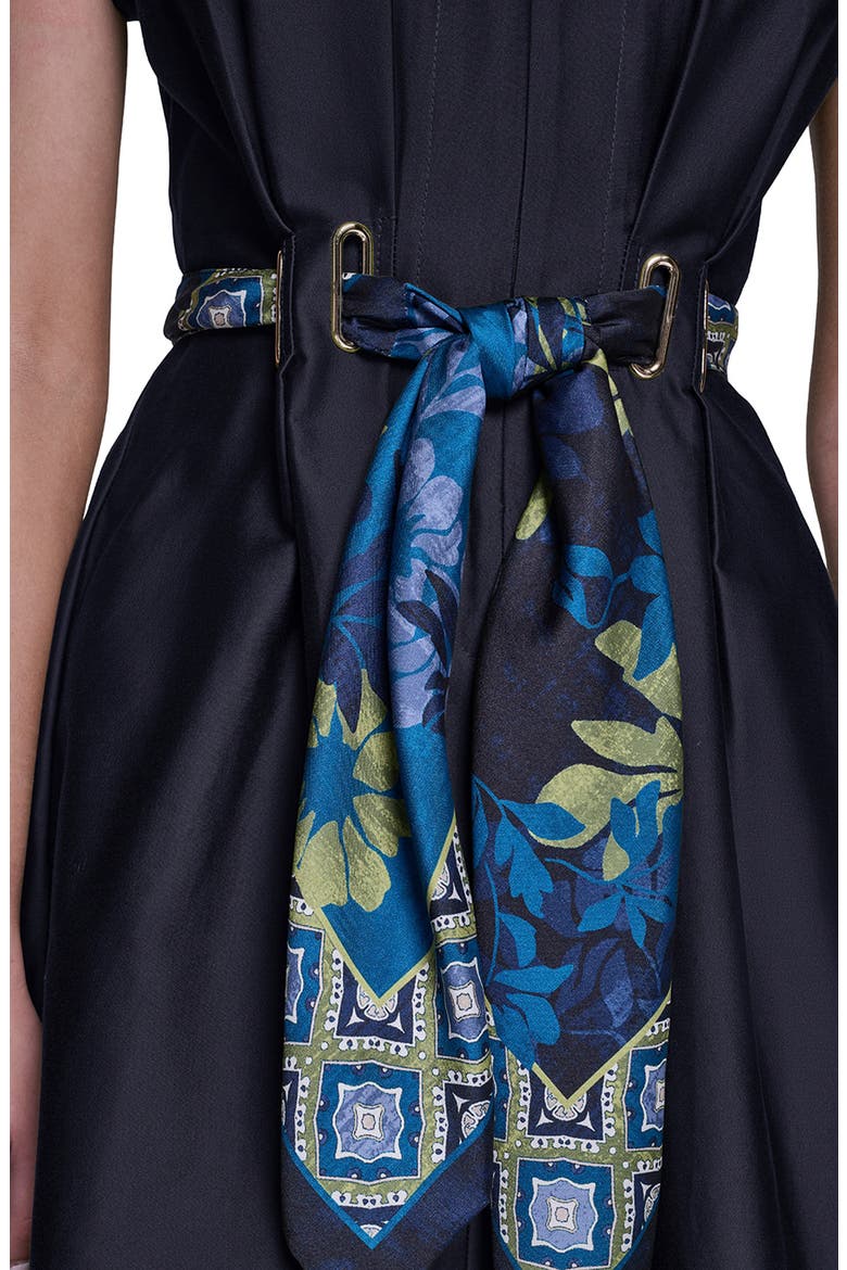 Grommet Belt Zip Front Midi Shirtdress, Alternate, color, NAVY