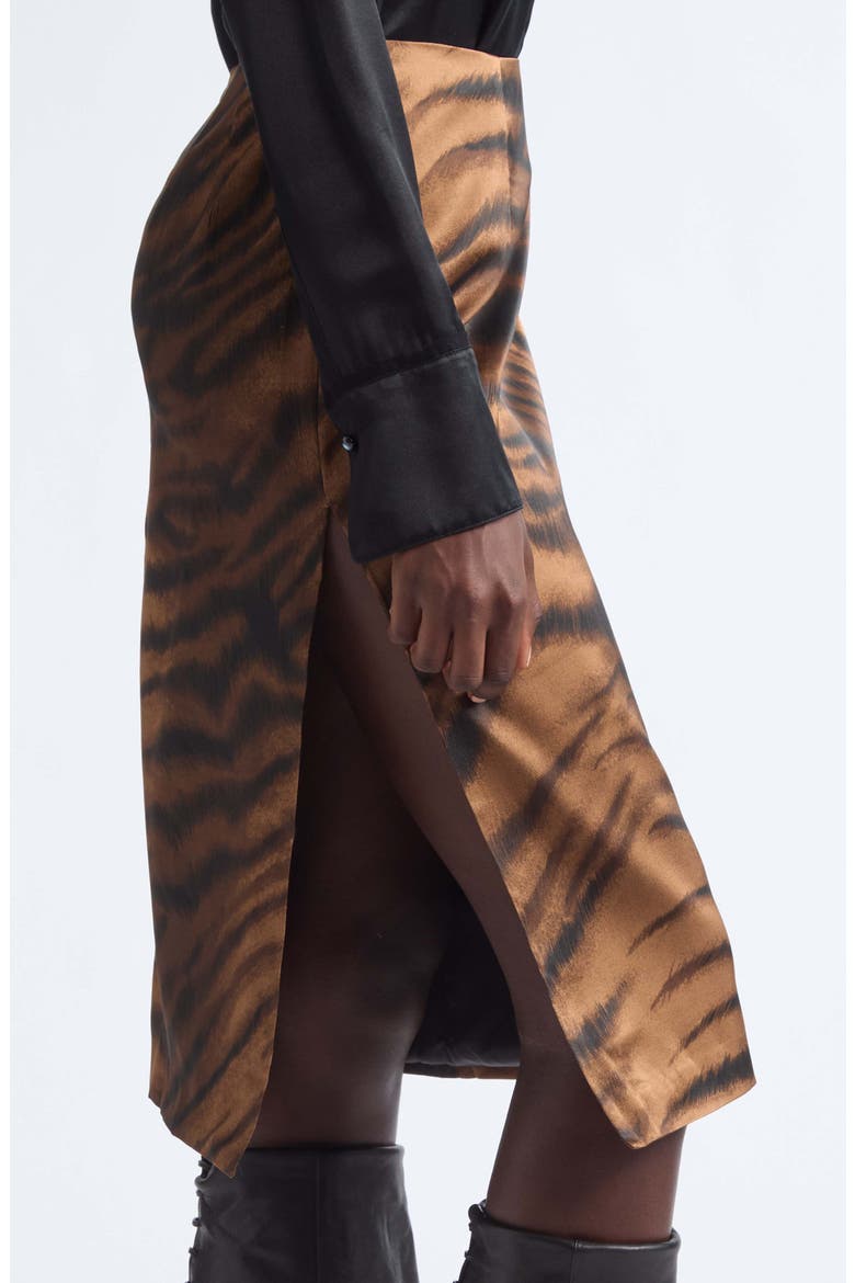 Chudeir Tiger Print Silk Satin Pencil Skirt, Alternate, color, TIGER