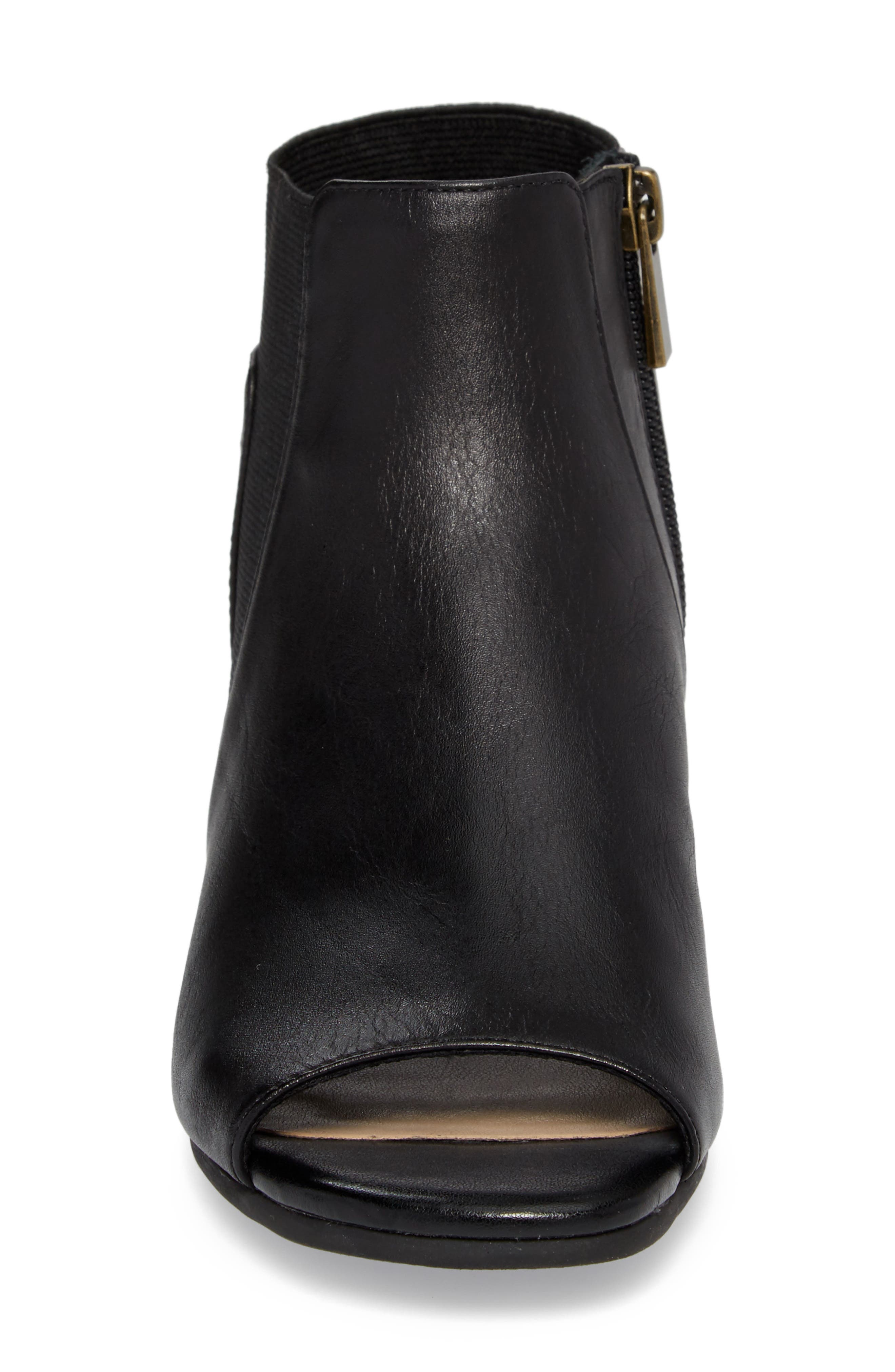 Parson Peep Toe Bootie, Alternate, color, BLACK LEATHER