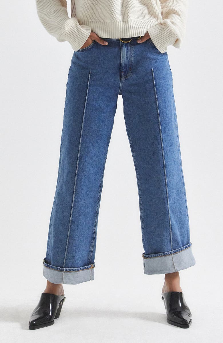Derek Lam 10 Crosby Delano Cuff Jeans, Main, color, Azure
