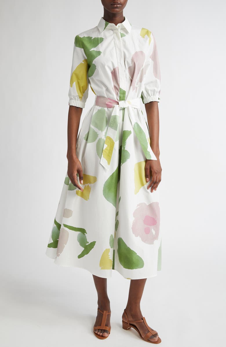 Max Mara Canter Botanical Print Cotton Shirtdress, Main, color, 